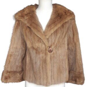 1965 Muskrat Jacket SZ S Mitchell Fur Co., Women's Beige Jacket Coat